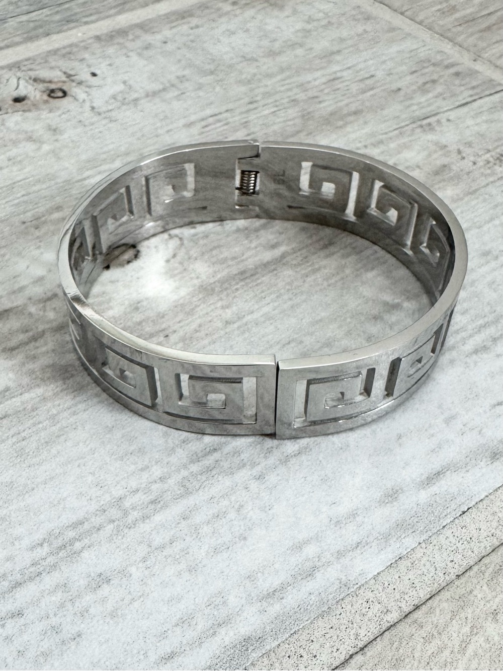 Greek Key Meander Silver Bracelet
